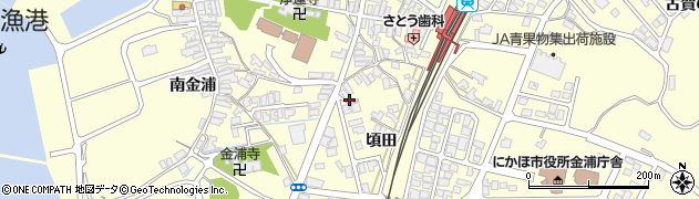 秋田県にかほ市金浦（頃田）周辺の地図