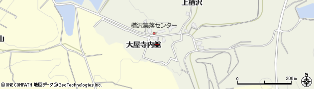 秋田県横手市大屋寺内（下楢沢）周辺の地図