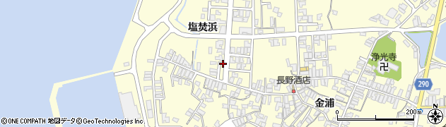 秋田県にかほ市金浦（塩焚浜）周辺の地図