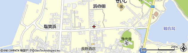秋田県にかほ市金浦（浜の田）周辺の地図