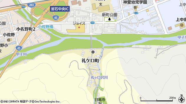 〒026-0051 岩手県釜石市礼ケ口町の地図