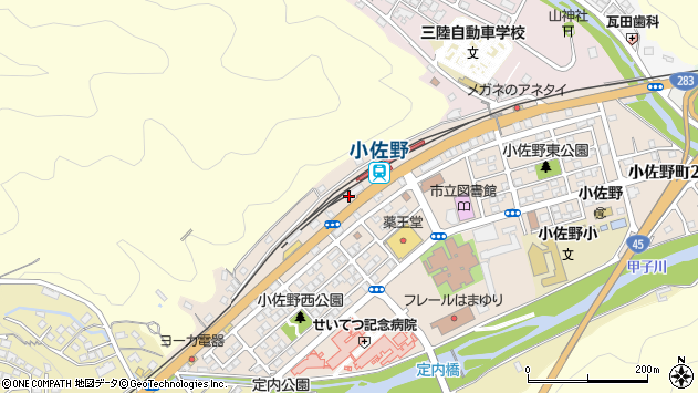 〒026-0052 岩手県釜石市小佐野町の地図