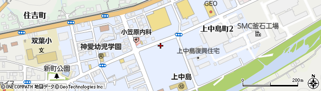 岩手県釜石市上中島町周辺の地図