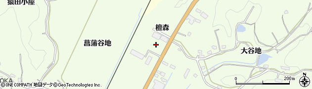 秋田県横手市外目檀森周辺の地図
