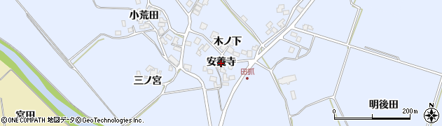 秋田県にかほ市田抓（安養寺）周辺の地図