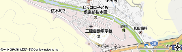 岩手県釜石市桜木町周辺の地図