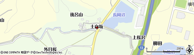 秋田県横手市外目土白坂周辺の地図