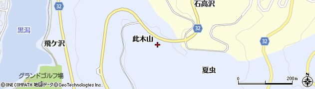 秋田県にかほ市院内此木山周辺の地図