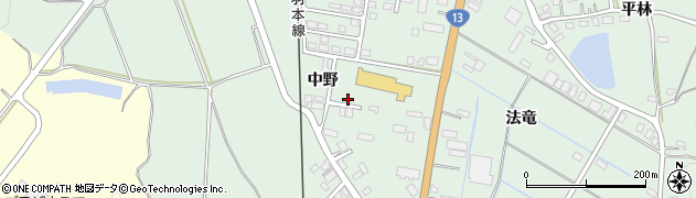 秋田県横手市大屋新町（中野）周辺の地図