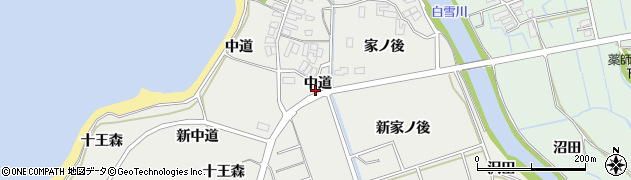 秋田県にかほ市芹田（中道）周辺の地図