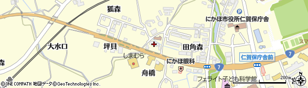 秋田県にかほ市平沢舟橋周辺の地図