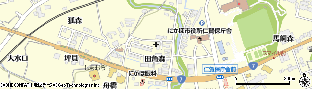 秋田県にかほ市平沢田角森54周辺の地図
