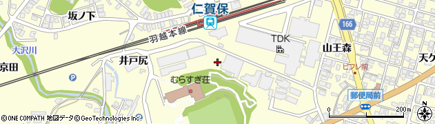 秋田県にかほ市平沢井戸尻周辺の地図