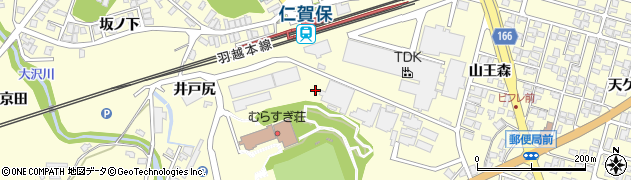 秋田県にかほ市平沢（井戸尻）周辺の地図