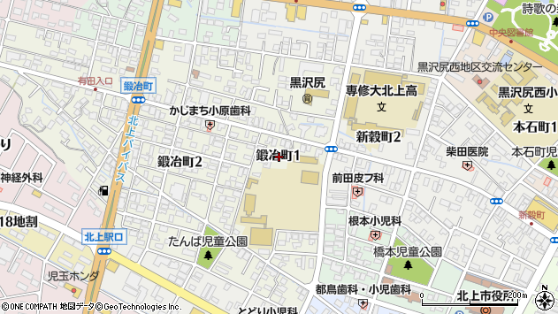 〒024-0062 岩手県北上市鍛冶町の地図