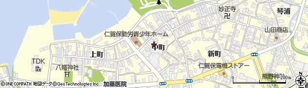 秋田県にかほ市平沢（中町）周辺の地図