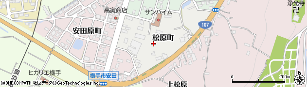 秋田県横手市松原町2周辺の地図