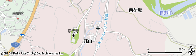 秋田県横手市前郷兀山周辺の地図