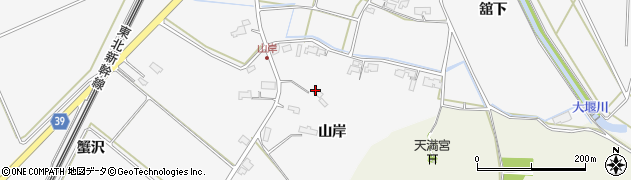 岩手県北上市二子町（山岸）周辺の地図