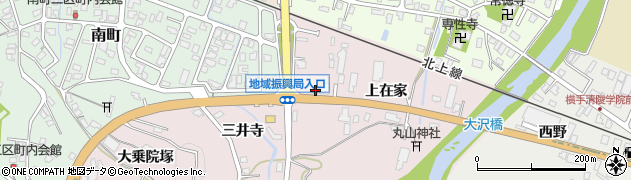 秋田県横手市前郷上在家周辺の地図