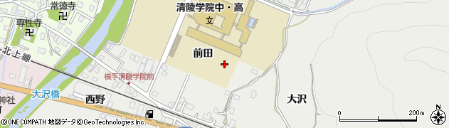秋田県横手市大沢周辺の地図