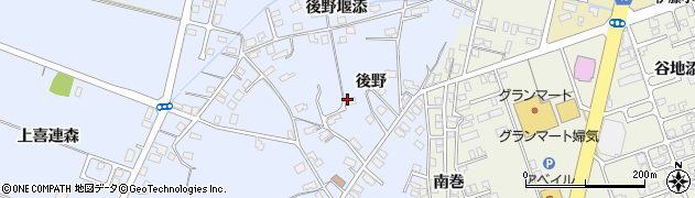 秋田県横手市赤坂（後野）周辺の地図