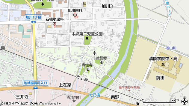 〒013-0034 秋田県横手市本郷町の地図
