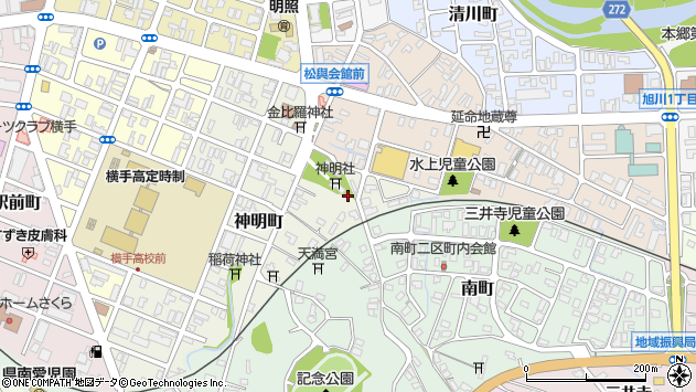 〒013-0046 秋田県横手市神明町の地図