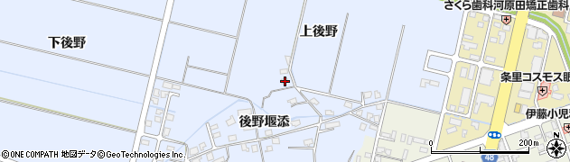 秋田県横手市赤坂上後野周辺の地図