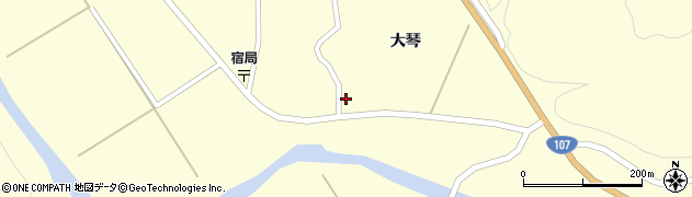 秋田県由利本荘市東由利宿大琴周辺の地図