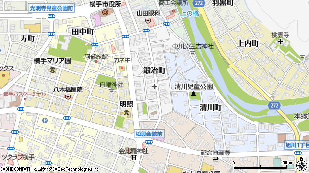 〒013-0031 秋田県横手市鍛冶町の地図