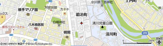 秋田県横手市鍛冶町周辺の地図