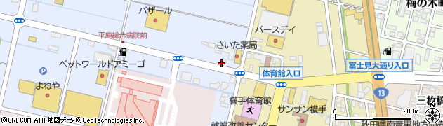 秋田県横手市横手町四ノ口周辺の地図