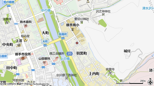 〒013-0015 秋田県横手市羽黒町の地図