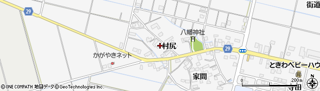 秋田県横手市三本柳村尻周辺の地図