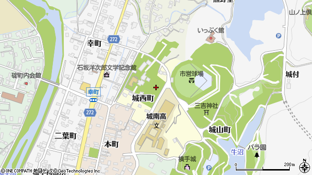 〒013-0011 秋田県横手市城西町の地図