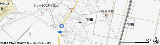 岩手県北上市二子町宿東34周辺の地図