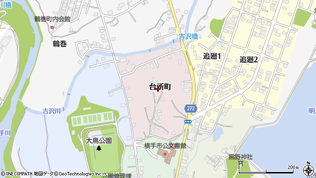 〒013-0003 秋田県横手市台所町の地図
