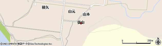 秋田県由利本荘市鮎瀬張山周辺の地図