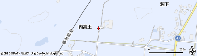 秋田県由利本荘市西目町沼田（内高土）周辺の地図