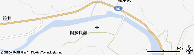 秋田県由利本荘市大簗（阿多良瀬）周辺の地図