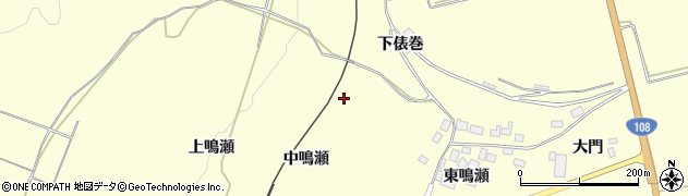 秋田県由利本荘市南福田（中鳴瀬）周辺の地図
