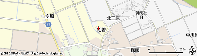 秋田県横手市上境毛曽周辺の地図