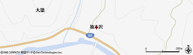 秋田県由利本荘市大簗猿木沢周辺の地図