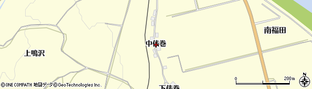 秋田県由利本荘市南福田（中俵巻）周辺の地図