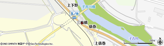 秋田県由利本荘市玉ノ池（三枚橋）周辺の地図