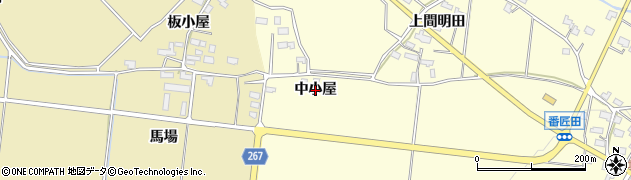 秋田県横手市上境（中小屋）周辺の地図