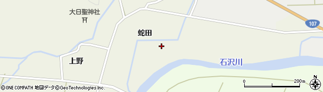秋田県由利本荘市上野蛇沢周辺の地図