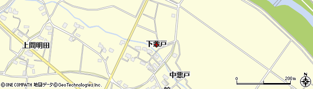 秋田県横手市上境（下悪戸）周辺の地図