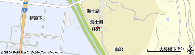 秋田県由利本荘市西目町海士剥（鉢沢）周辺の地図